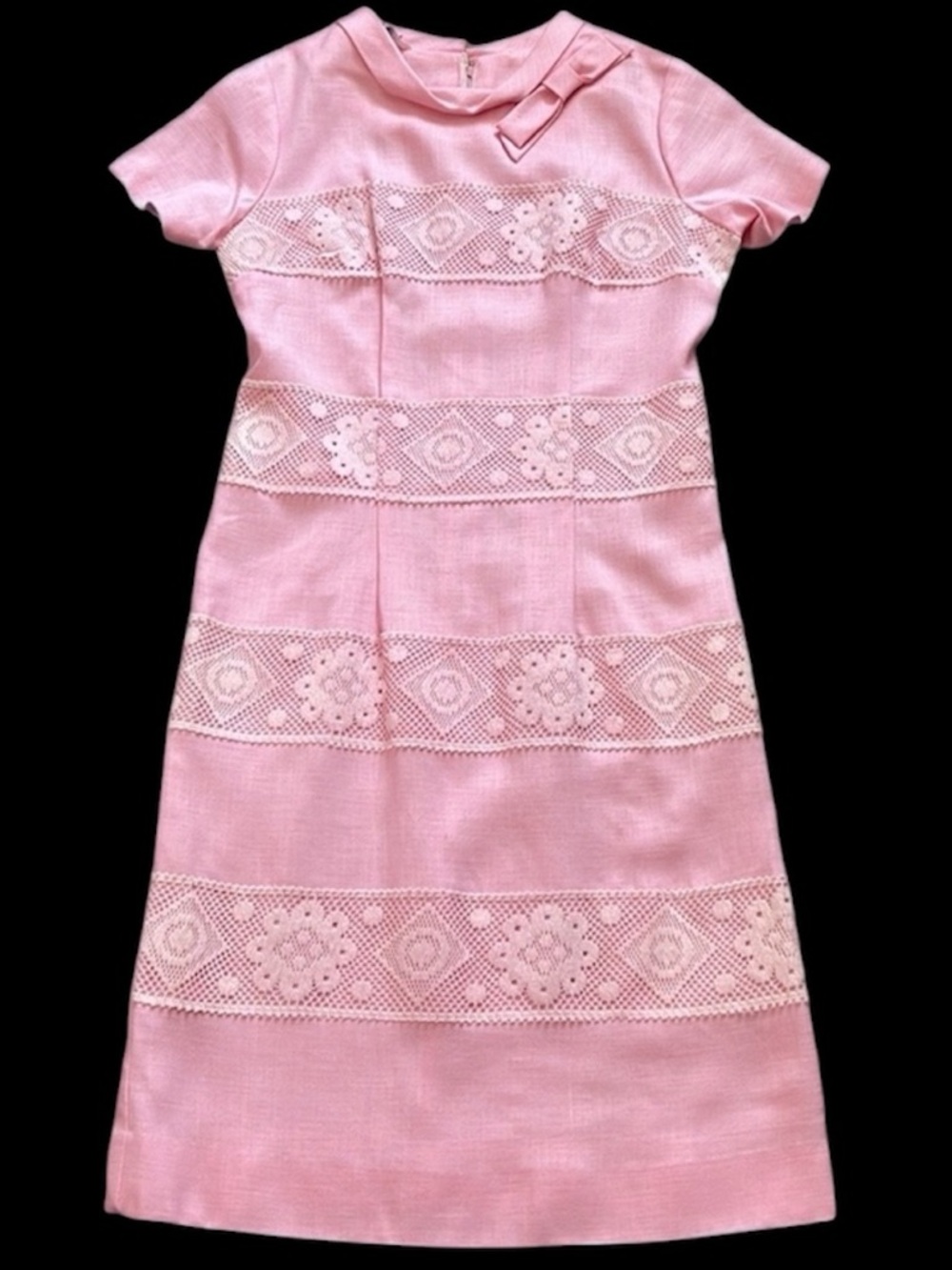 Vintage Pink Linen and Lace Carol Brent Dress